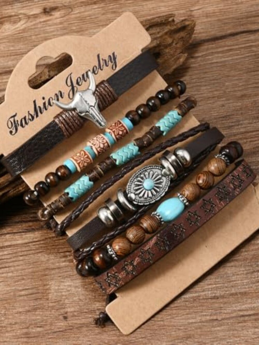 Western Turquoise Beaded Bracelet, Chic Stack Beaded Western Style for Country